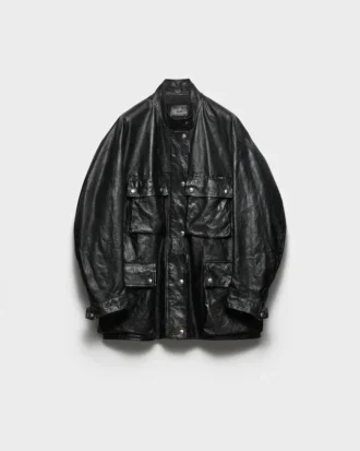 Antiqued Leather Caban Jacket