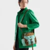 Antiqued Re-Nylon and Leather Shoulder Bag
