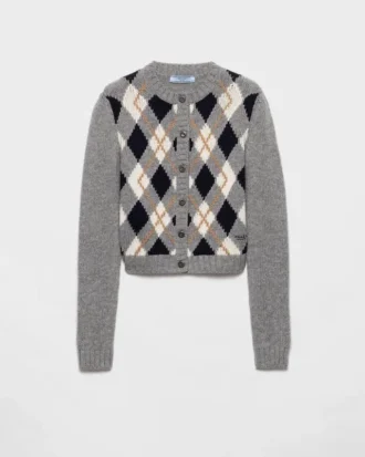 Argyle Knit Cashmere Cardigan
