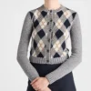 Argyle Knit Cashmere Cardigan
