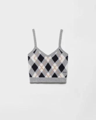 Argyle Knit Cashmere Top