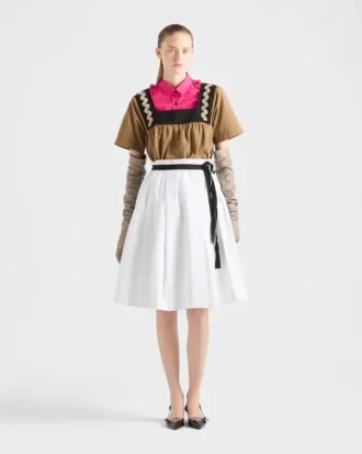Belted Gabardine Skirt
