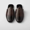 Brushed Leather Mules