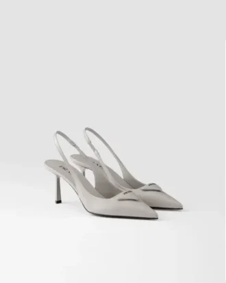 Brushed Leather Slingback Pumps