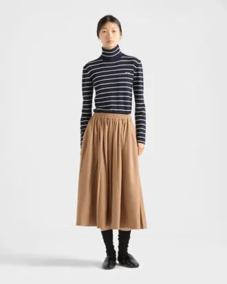 Camel-Hair Circle Midi-Skirt