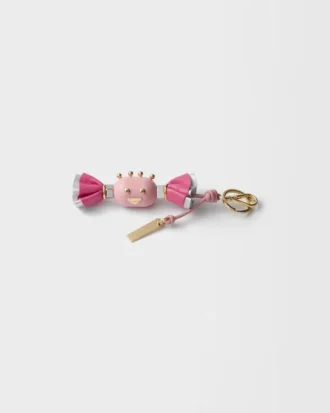 Candy Plexiglas and Leather Key Ring Charm