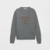 Cashmere and Wool Prada Logo Crew-Neck Sweater