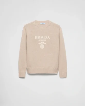 Cashmere and Wool Prada Logo Crew-Neck Sweater