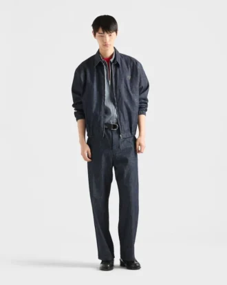 Chambray Denim Blouson Zipper Jacket