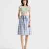Checked Poplin Midi-Skirt