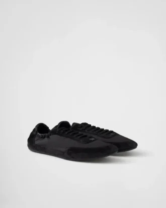 Collapse Re-Nylon and Suede Elasticized Sneakers