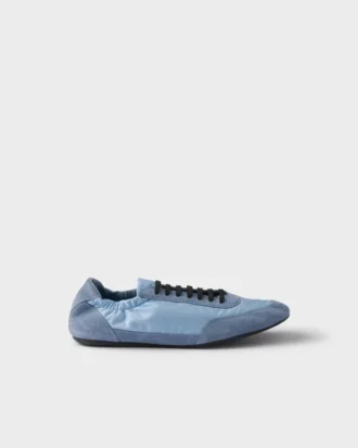 Collapse Re-Nylon and Suede Elasticized Sneakers