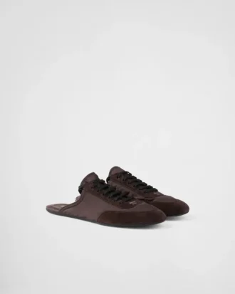 Collapse Re-Nylon and Suede Mules