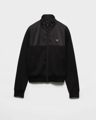 Cotton Fleece Zipper Jacket with Re-Nylon Details