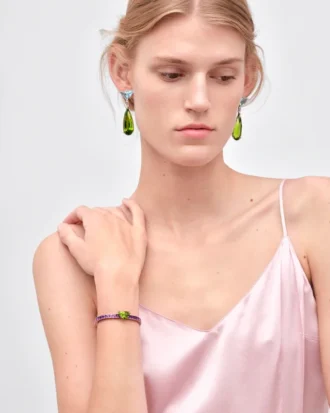 Couleur Vivante Bracelet – White Gold with Peridot and Amethyst