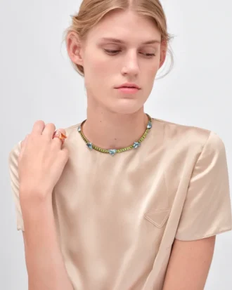 Couleur Vivante Necklace – White Gold with Aquamarine and Peridot