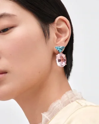 Couleur Vivante Pendant Earrings – White Gold with Morganite and Aquamarine