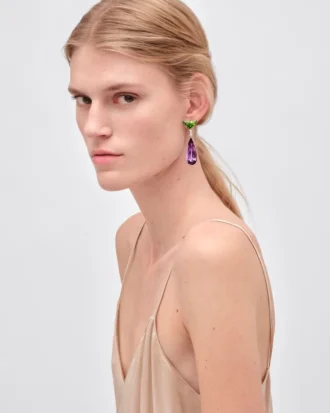 Couleur Vivante Pendant Earrings – White Gold with Peridot, Amethyst and Diamonds
