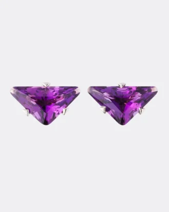 Couleur Vivante Stud Earrings – White Gold with Amethyst
