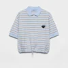 Cropped Striped Piqua Polo Shirt