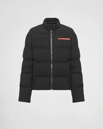 Cropped Technical Knit Puffer Jacket