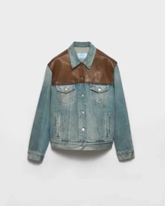 Denim and Leather Blouson Jacket