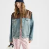 Denim and Leather Blouson Jacket