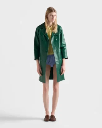 Double-Breasted Leather Coat