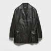 Double-Breasted Nappa Leather Caban Jacket