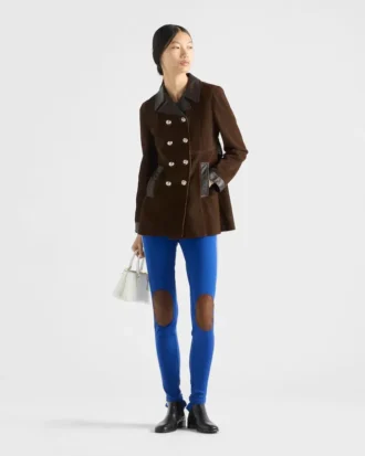 Double-Breasted Suede Caban Jacket