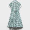Embroidered Checked Cotton Dress