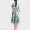 Embroidered Checked Cotton Dress