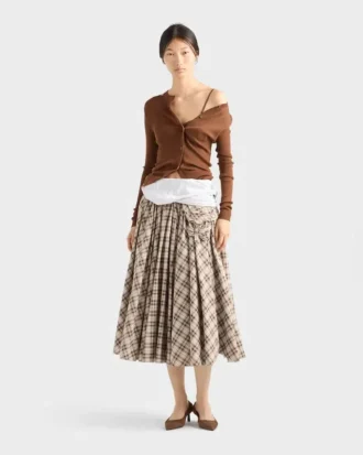 Embroidered Checked Poplin Dress