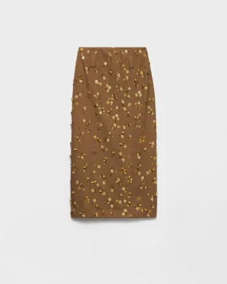 Embroidered Chevron Midi-Skirt