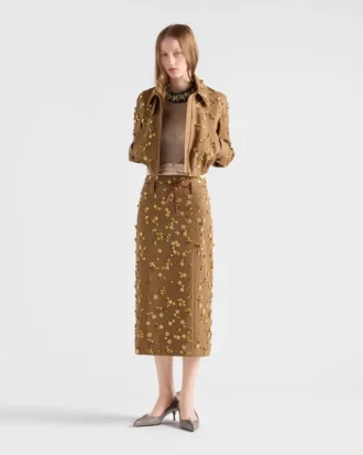 Embroidered Chevron Midi-Skirt