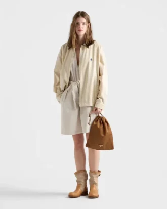 Embroidered Garment-Dyed Old Gabardine Blouson Jacket