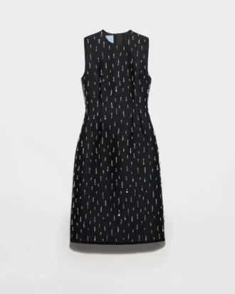 Embroidered Scuba Dress