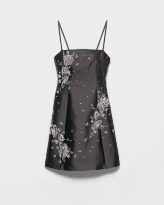 Embroidered Silk and Wool Mini-Dress