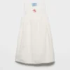Embroidered Slubbed Canvas Mini-Dress