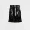 Embroidered Velvet Midi-Skirt
