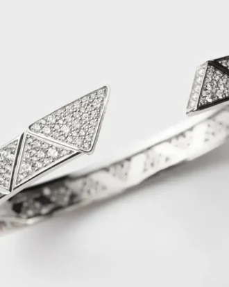 Eternal Gold Bangle Bracelet in White Gold with Pava Diamonds