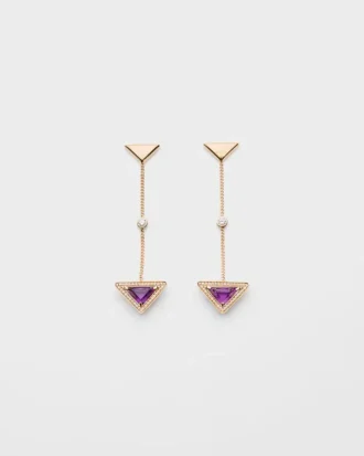 Eternal Gold Drop Earrings in Yellow Gold with Diamonds and Amethyst