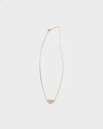 Eternal Gold Micro Triangle Pendant Necklace in Yellow Gold and Diamonds