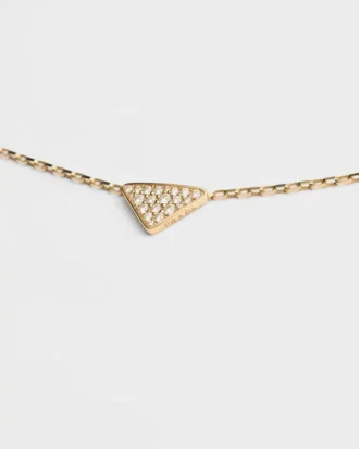 Eternal Gold Micro Triangle Pendant Necklace in Yellow Gold and Diamonds