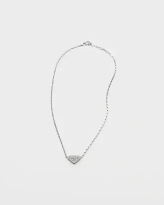 Eternal Gold Mini Triangle Pendant Necklace in White Gold and Diamonds