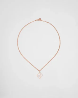Eternal Gold Pendant Necklace in Rose Gold with Diamonds and Mother-Of-Pearl