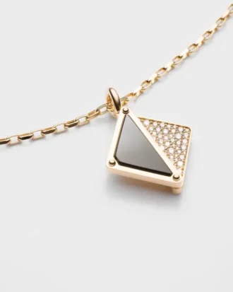 Eternal Gold Pendant Necklace in Yellow Gold with Diamonds and Onyx