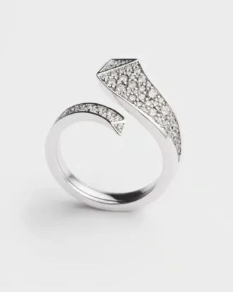 Eternal Gold Snake Mini Ring in White Gold and Diamonds