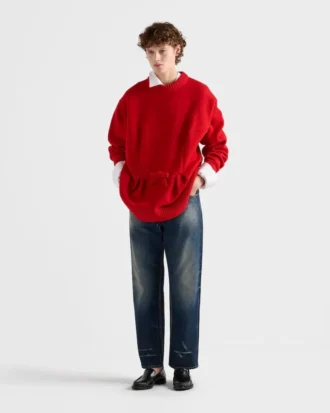 Five-Pocket Washed Denim Jeans