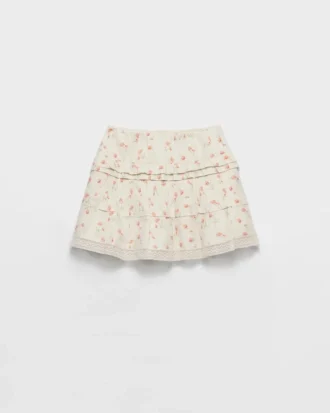 Floral Print Linen Miniskirt
